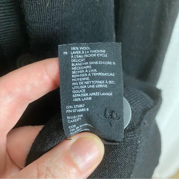 COS Black Wool Button Front Sweater Tunic Dress Sz.S - Picture 15 of 16